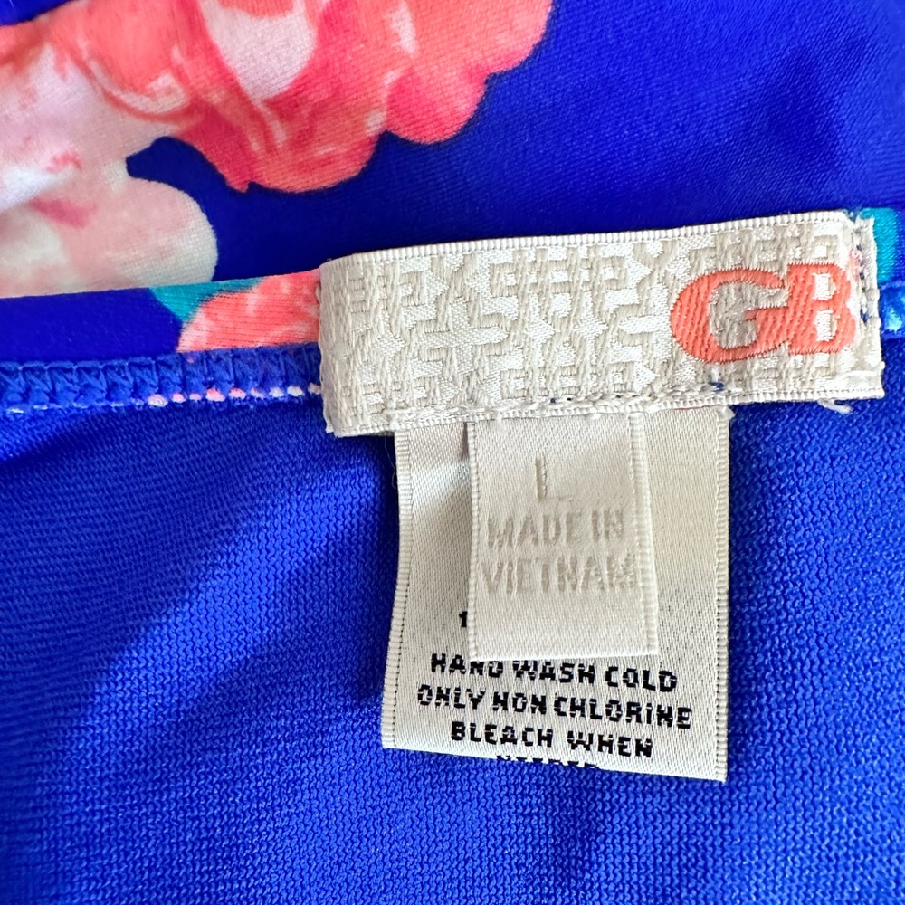 NWT GB Gianni Bini One Piece Swimsuit Blue Floral Ruffled Size L - Picture 7 of 9